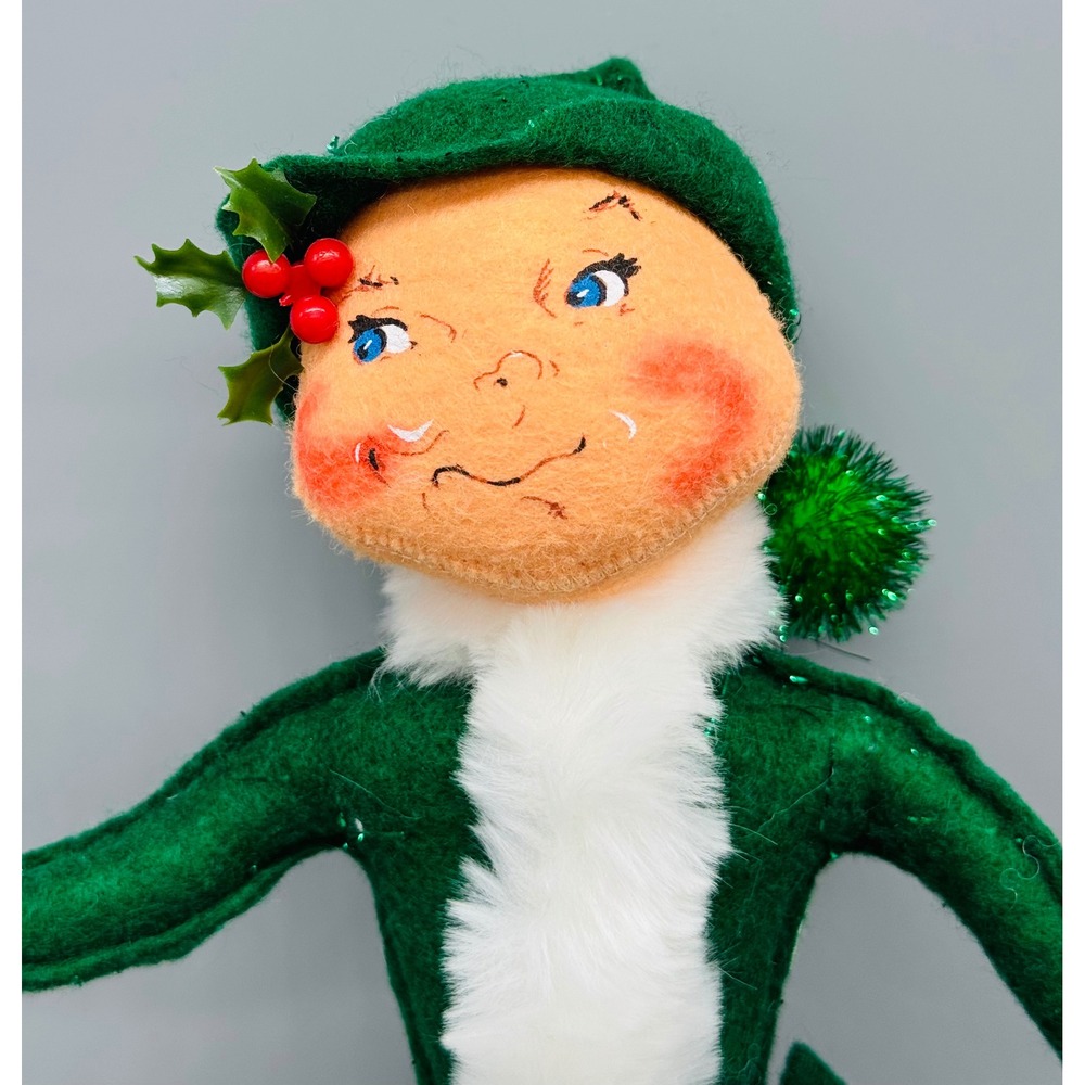 Annalee Green Elf Christmas Poseable Knee Hugger Shelf Sitter 2003 Mobilitee - Picture 3 of 7